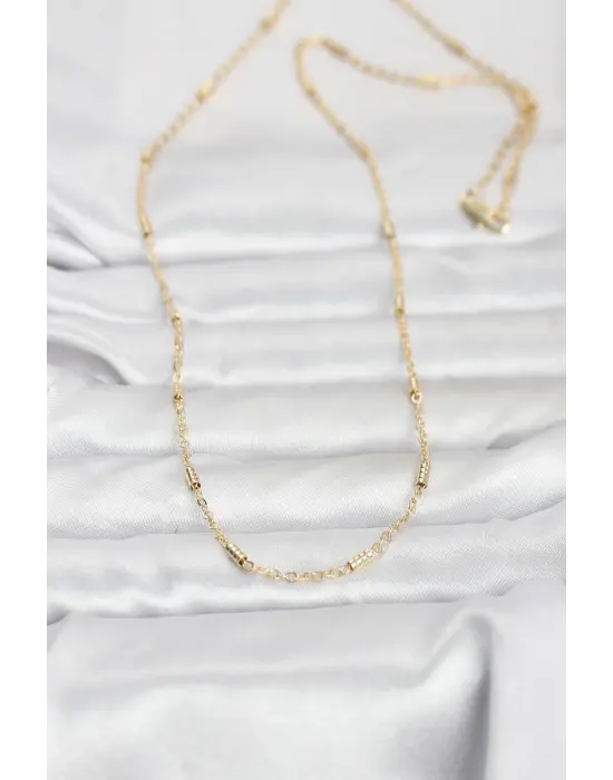 CM 14K Gold Renk Bar Zincir Model 60 cm Kadın Kolye