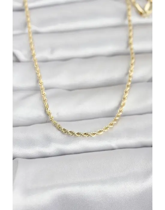 CM 14K Gold Renk Burgu Model Zincirli 60 cm Kadın Kolye