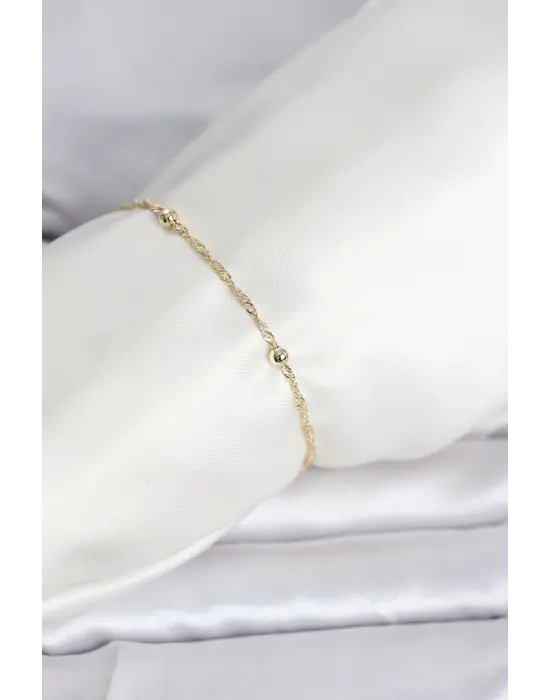 CM 14K Gold Renk Burgu Topçuk Model Kadın Bileklik