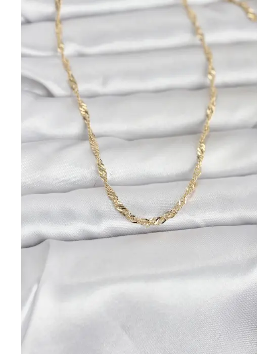 CM 14K Gold Renk Burgu Yassı Model 60 cm Kadın Kolye