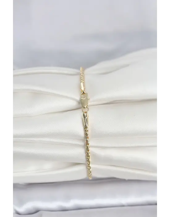 CM 14K Gold Renk Burgulu Zincir Model Kadın Bileklik