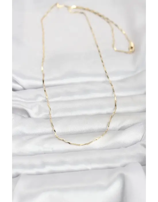 CM 14K Gold Renk Çubuk Kesme Zincir Model 60 cm Kadın Kolye