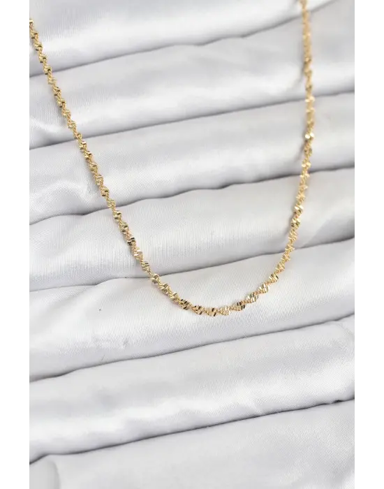 CM 14K Gold Renk Ezme Burgu Zincir Model 60 cm Kadın Kolye