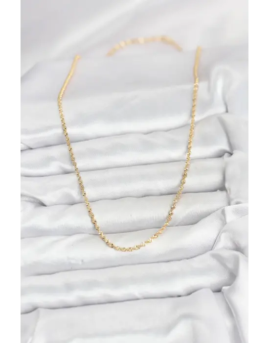 CM 14K Gold Renk Ezme Burgu Zincir Model 60 cm Kadın Kolye