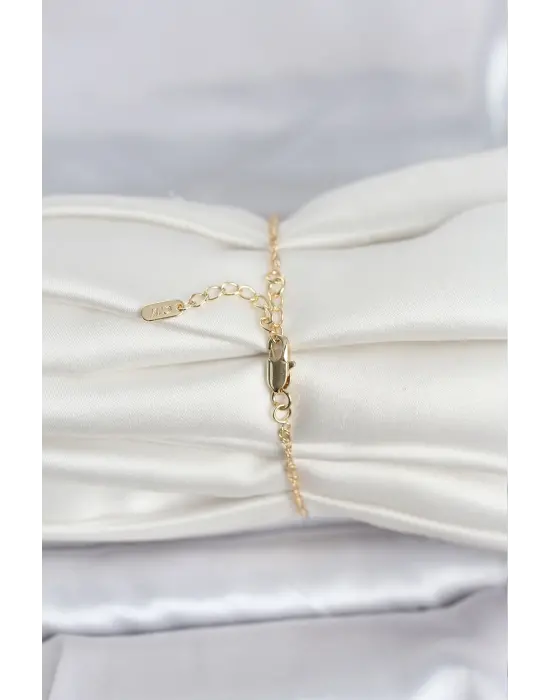 CM 14K Gold Renk Ezme Burgu Zincir Model Kadın Bileklik