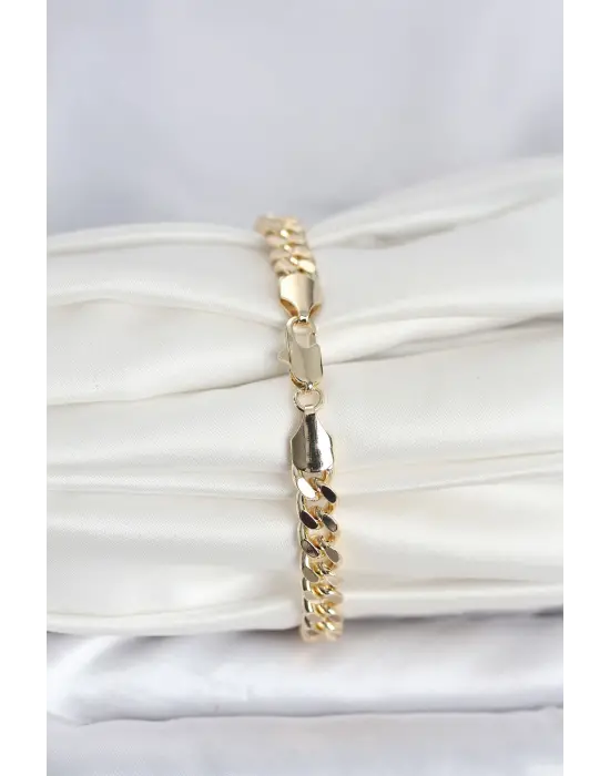 CM 14K Gold Renk Ezme Kalın Zincir Model Kadın Bileklik