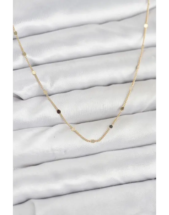 CM 14K Gold Renk Ezme Pul Model 60 cm Kadın Kolye