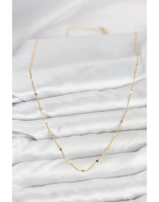 CM 14K Gold Renk Ezme Pul Model 60 cm Kadın Kolye