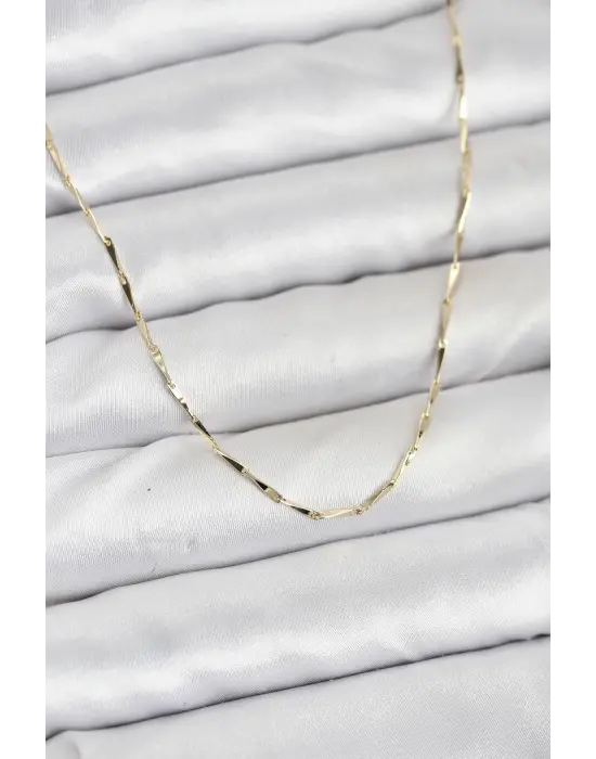 CM 14K Gold Renk İnce Kesim Çubuk Model Zincir Kadın Kolye