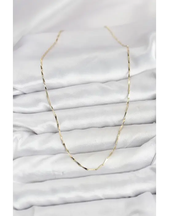 CM 14K Gold Renk İnce Kesim Çubuk Model Zincir Kadın Kolye