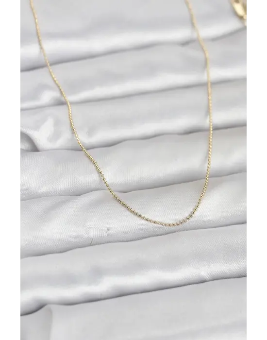 CM 14K Gold Renk İnce Top Zincirli 60 cm Kadın Kolye