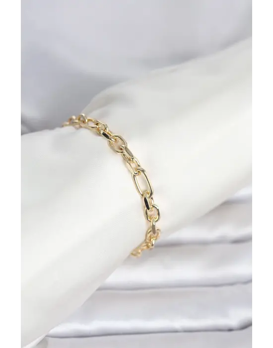 CM 14K Gold Renk Kalın Zincir Model Kadın Bileklik