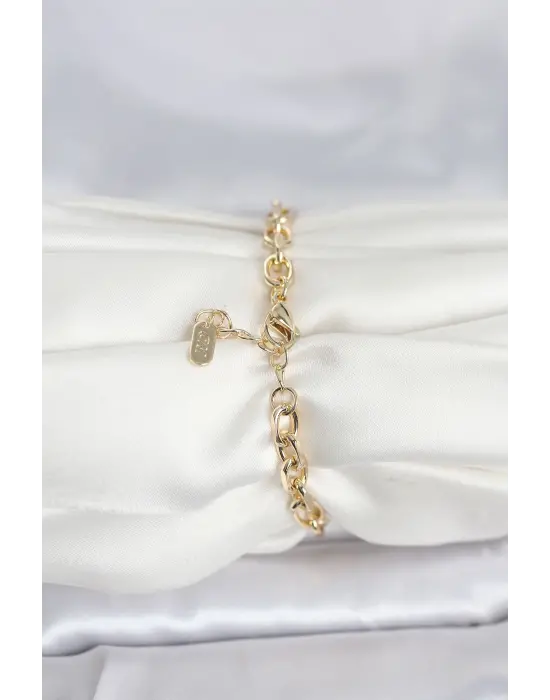 CM 14K Gold Renk Kalın Zincir Model Kadın Bileklik