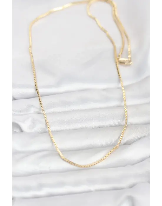 CM 14K Gold Renk Kare Zincirli Model 60 cm Kadın Kolye