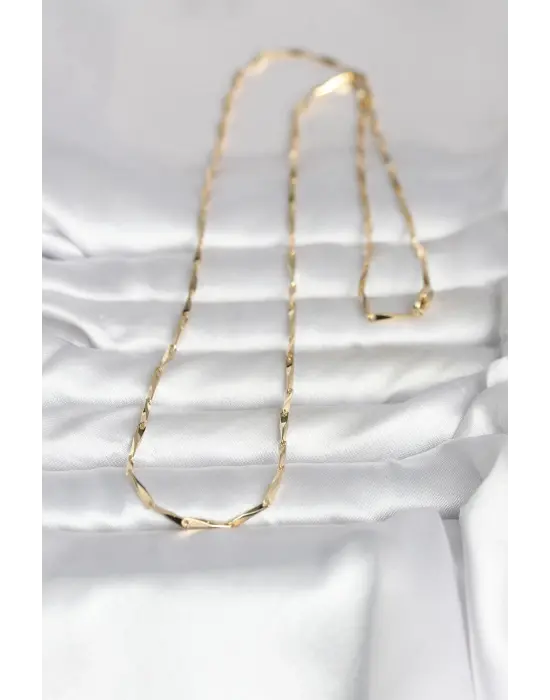 CM 14K Gold Renk Kesme Çubuk Zincirli Model 60 cm Kadın Kolye