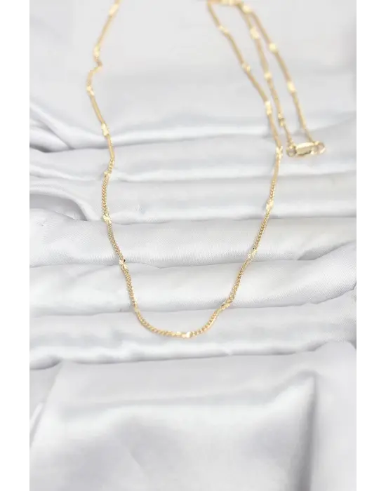 CM 14K Gold Renk Lazer Puntalı Model 60 cm Kadın Kolye