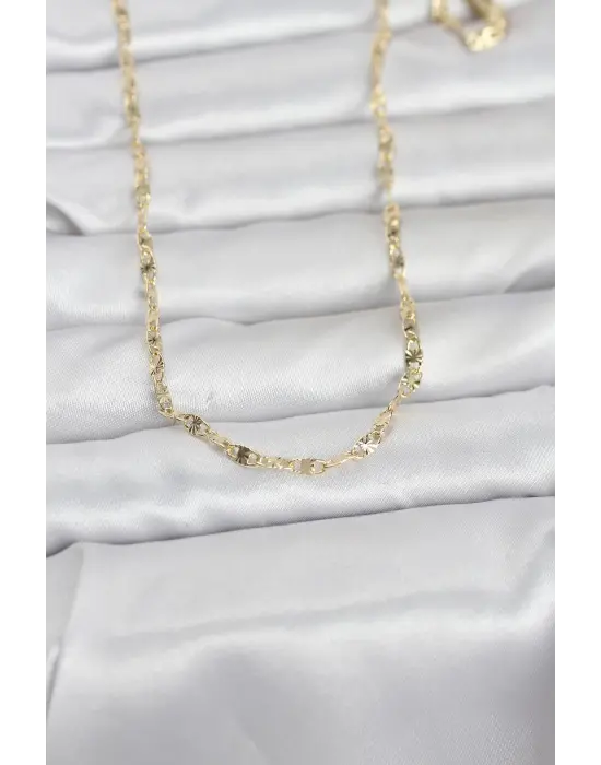 CM 14K Gold Renk Lazerli Gemici Zincir Model 60 cm Kadın Kolye