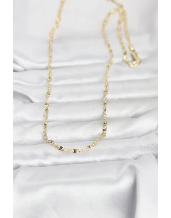 CM 14K Gold Renk Lazerli Gemici Zincir Model 60 cm Kadın Kolye