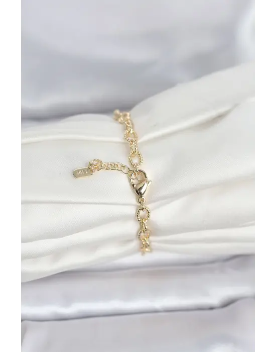 CM 14K Gold Renk Lazerli Halka Model Kadın Bileklik