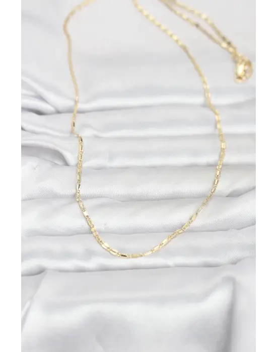 CM 14K Gold Renk Lazerli Zincir Model 60 cm Kadın Kolye