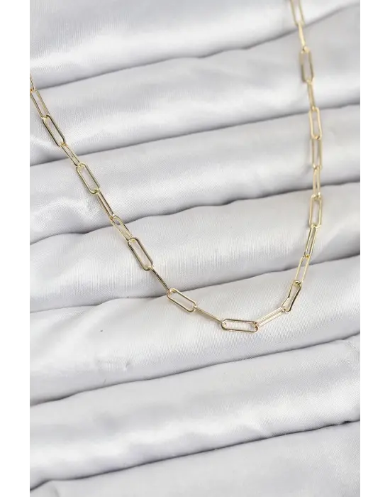 CM 14K Gold Renk Pirinç Ataç Zincir Kadın Kolye