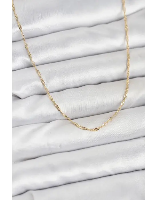 CM 14K Gold Renk Pirinç Ezme Burgu Model Kadın Kolye