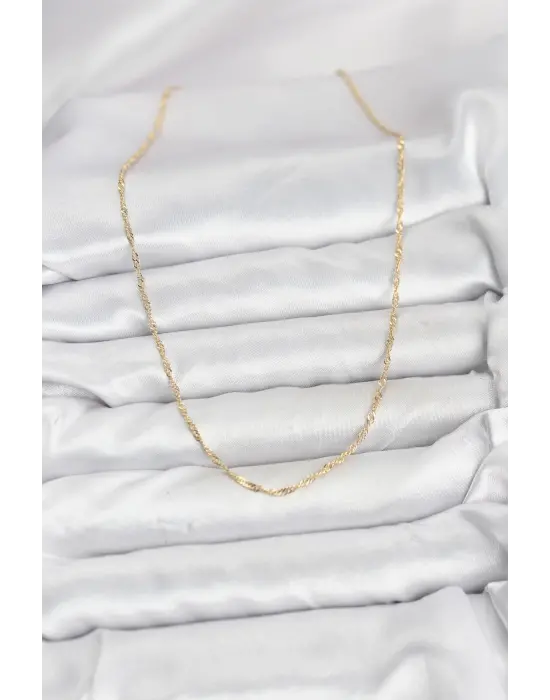 CM 14K Gold Renk Pirinç Ezme Burgu Model Kadın Kolye