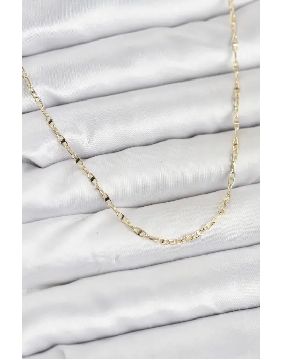 CM 14K Gold Renk Pirinç Gemi Zinciri Model Kadın Kolye