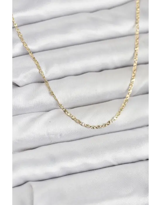 CM 14K Gold Renk Pirinç Lazer Model 60 cm Kadın Kolye