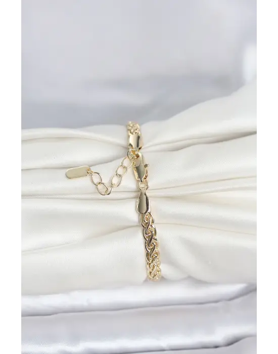 CM 14K Gold Renk Sarmal Zincir Model Kadın Bileklik