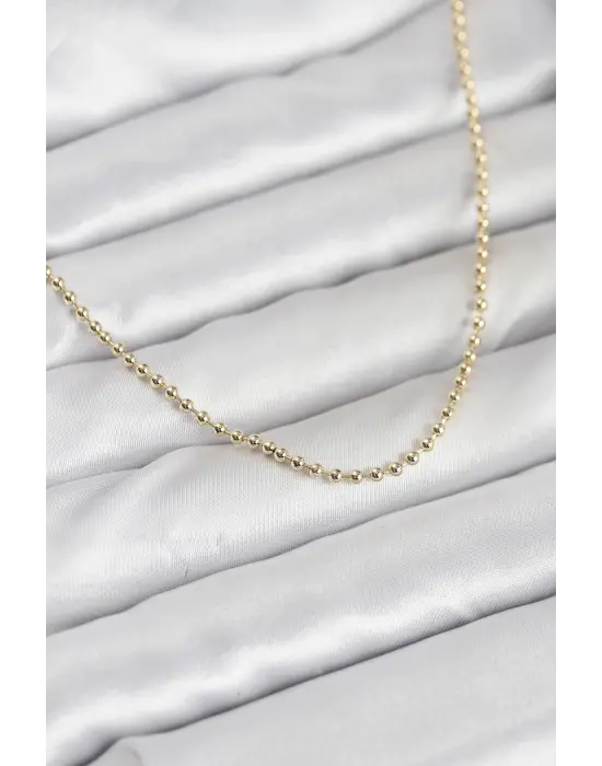 CM 14K Gold Renk Top Zincirli Model 60 cm Kadın Kolye