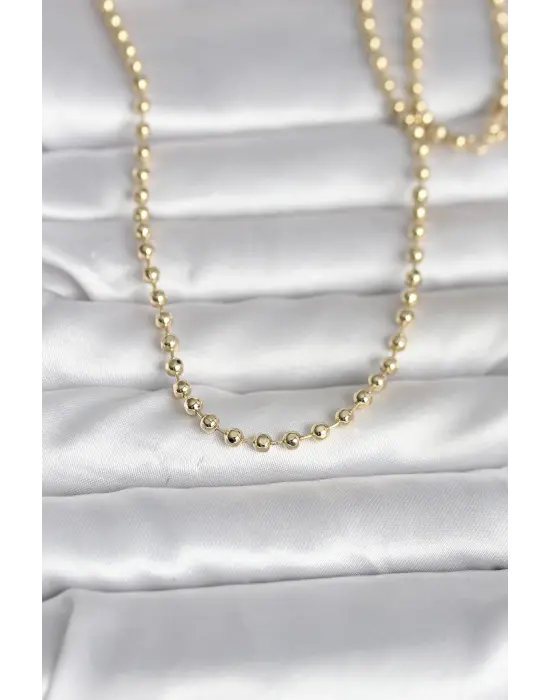 CM 14K Gold Renk Top Zincirli Model 60 cm Kadın Kolye