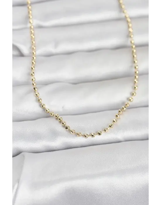 CM 14K Gold Renk Top Zincirli Model 60 cm Kadın Kolye