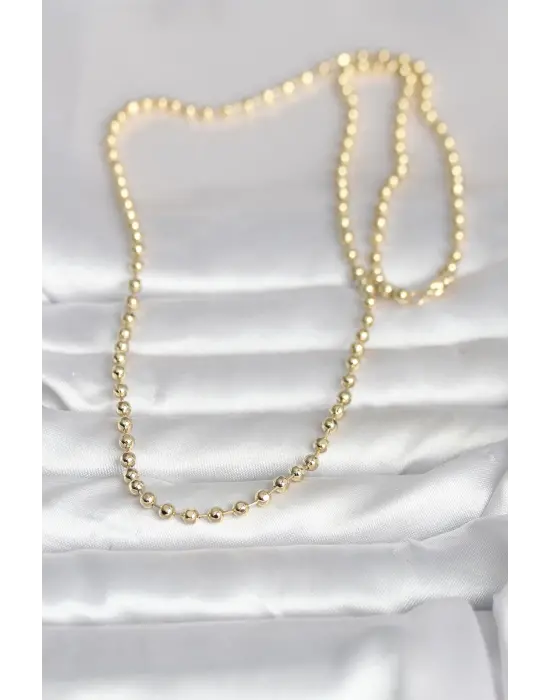 CM 14K Gold Renk Top Zincirli Model 60 cm Kadın Kolye