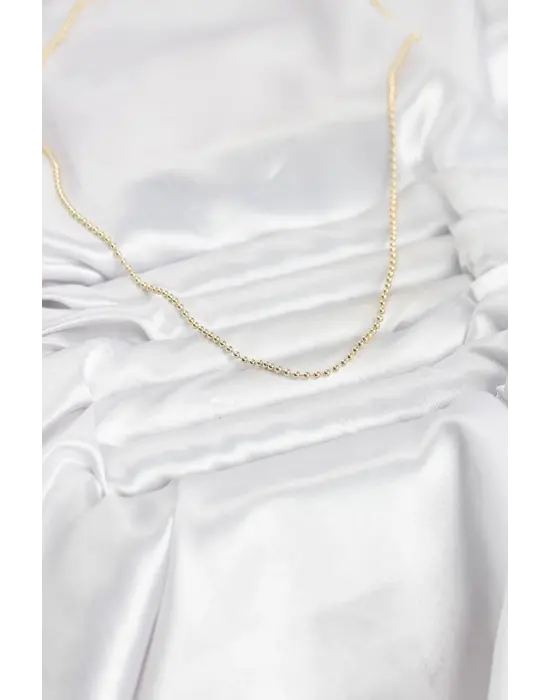 CM 14K Gold Renk Top Zincirli Model 60 cm Kadın Kolye