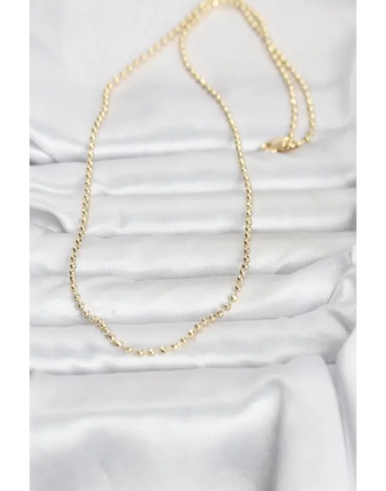 CM 14K Gold Renk Top Zincirli Model 60 cm Kadın Kolye