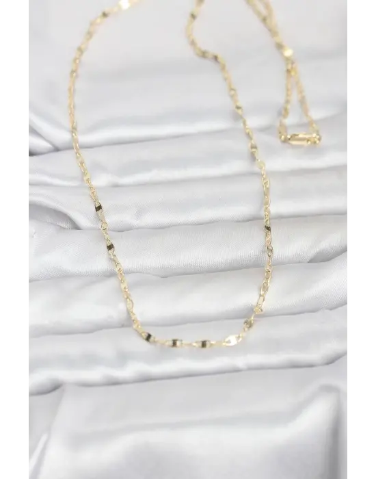 CM 14K Gold Renk Yassı Gemici Zincir Model 60 cm Kadın Kolye
