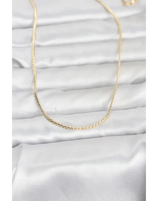 CM 14K Gold Renk Yassı Zincir Model 60 cm Kadın Kolye