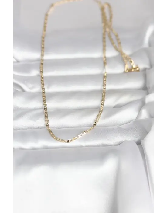 CM 14K Gold Renk Yassı Zincir Model 60 cm Kadın Kolye