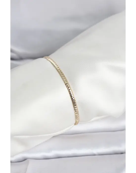 CM 14K Gold Renk Yassı Zincir Model Kadın Bileklik