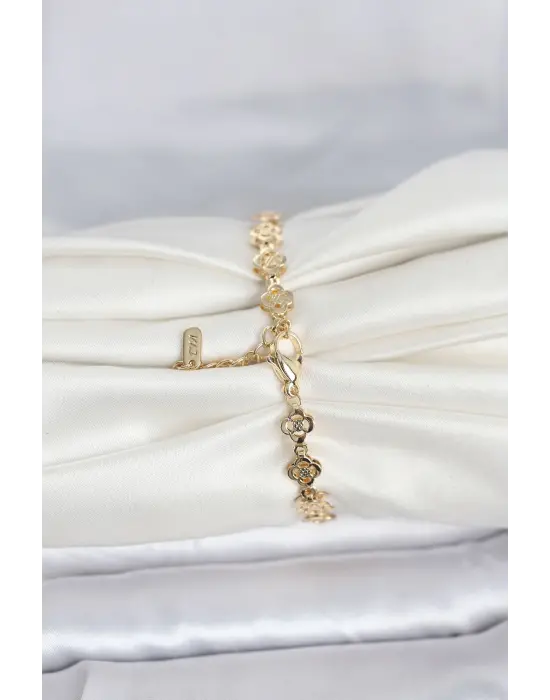 CM 14K Gold Renk Yonca Model Kadın Bileklik