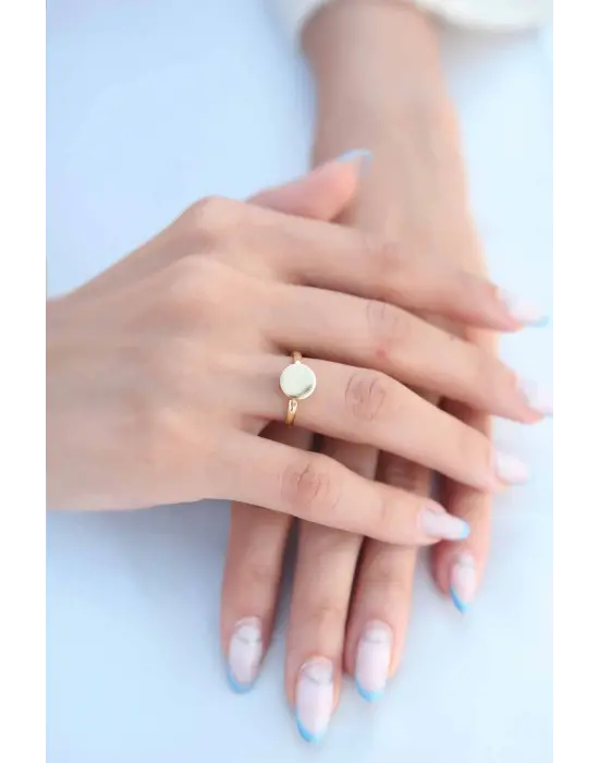 Daire Plaka Gold Renk Kadın Yüzük