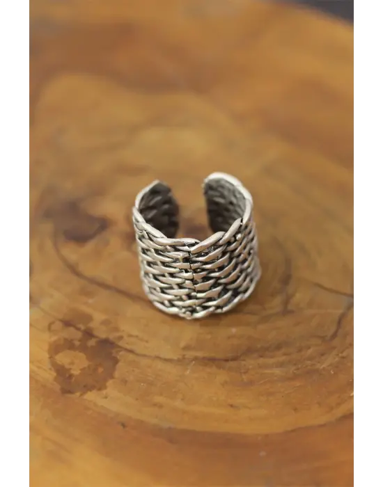 Desenli Metal Ayarlanabilir Erkek Yüzük