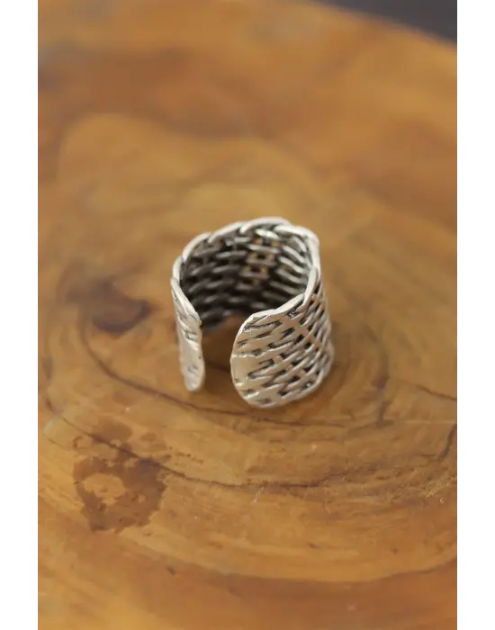 Desenli Metal Ayarlanabilir Erkek Yüzük