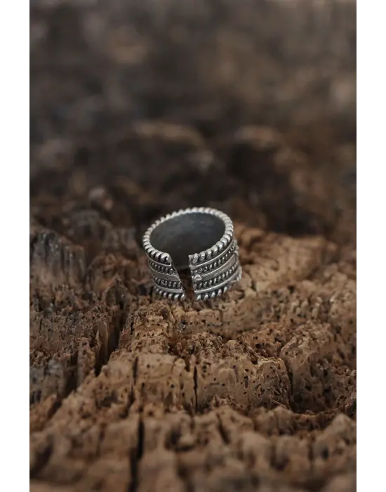 Desenli Tasarımlı Ayarlamalı Kalın Erkek Yüzük