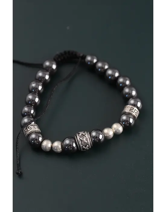 Doğal Taş X Model Antrasit Renk Asansörlü Erkek Bileklik