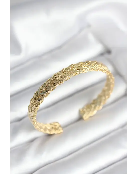 Ezme Zincir Model Gold Renk Kadın Bileklik