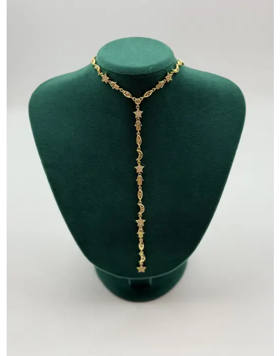 Fatma Ana Eli Yıldızlı Uzun Y Kolye