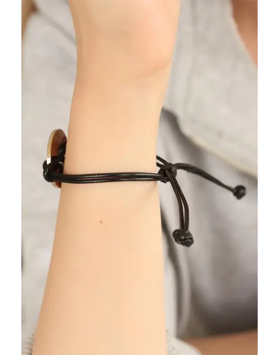 FREEDOM (Özgür) Siyah Deri İpli Unisex Mood Bileklik