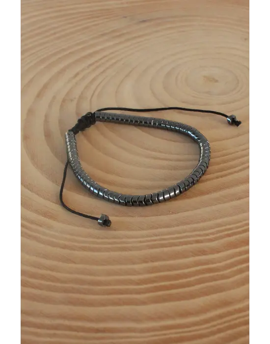 Füme Renk Makrome Doğal Taş Erkek Bileklik